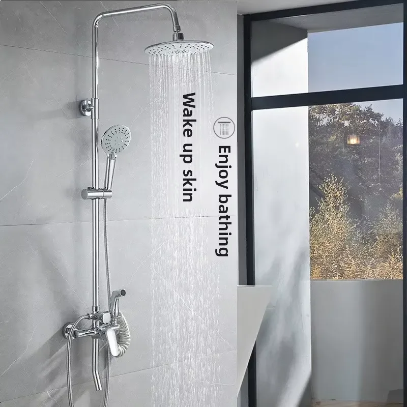 Modern Chrome Thermostatic Faucets Wall Mounted Brass Rain Mixer Bathroom Shower Set Low MOQ Ceramic Valve for Apartment Use