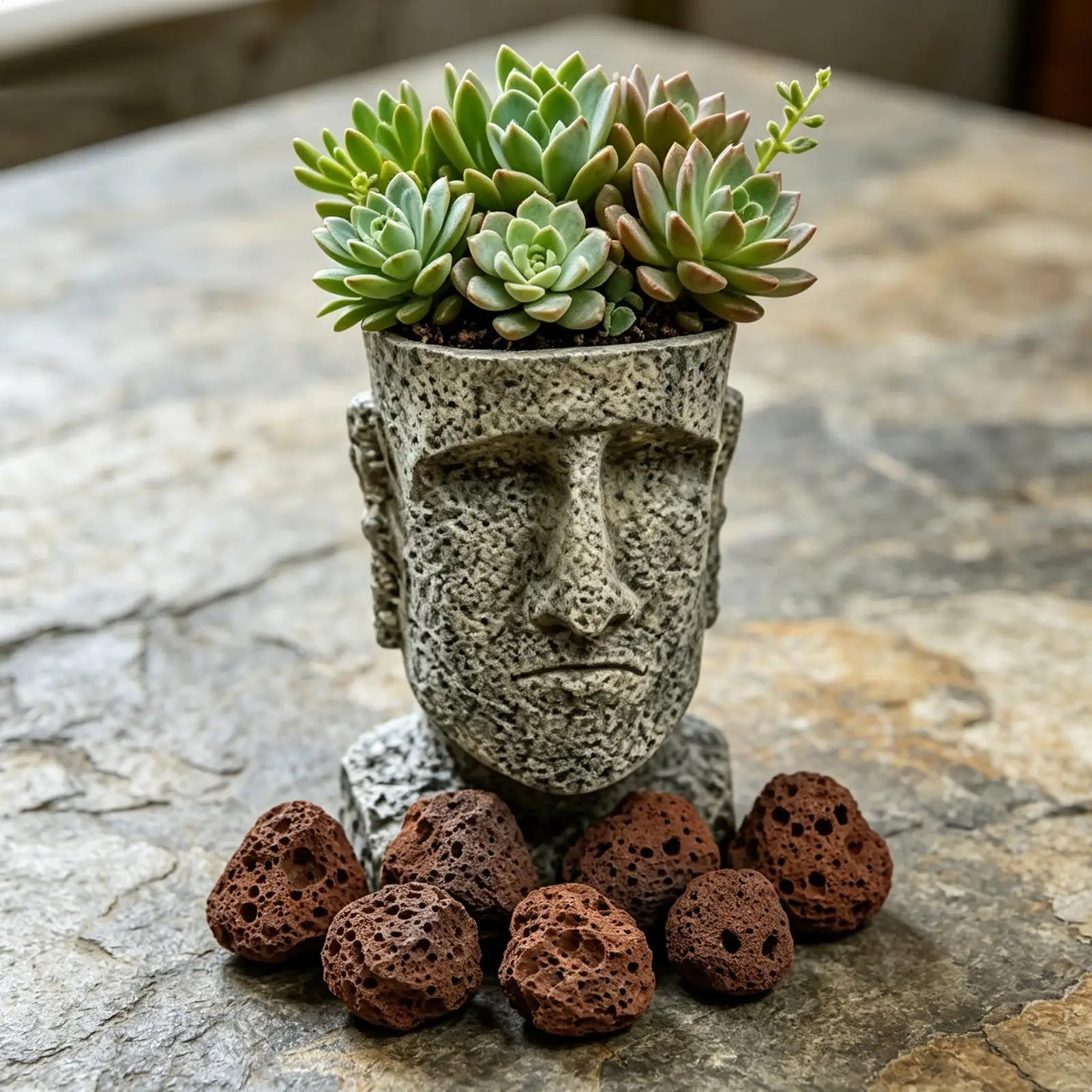 Gesichts-Blumentopf 21,5 cm Hoch Menschliches Gesicht Blumentopf aus Kunstharz für Innenräume Büro Schreibtisch Außenbereich Garten Terrasse Veranda
