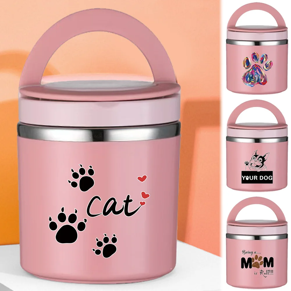 

Solid Color Insulated Soup Cup Children School Student Office Bento Box Lightweight Single Layer Picnic Hand Print Thermal Jar