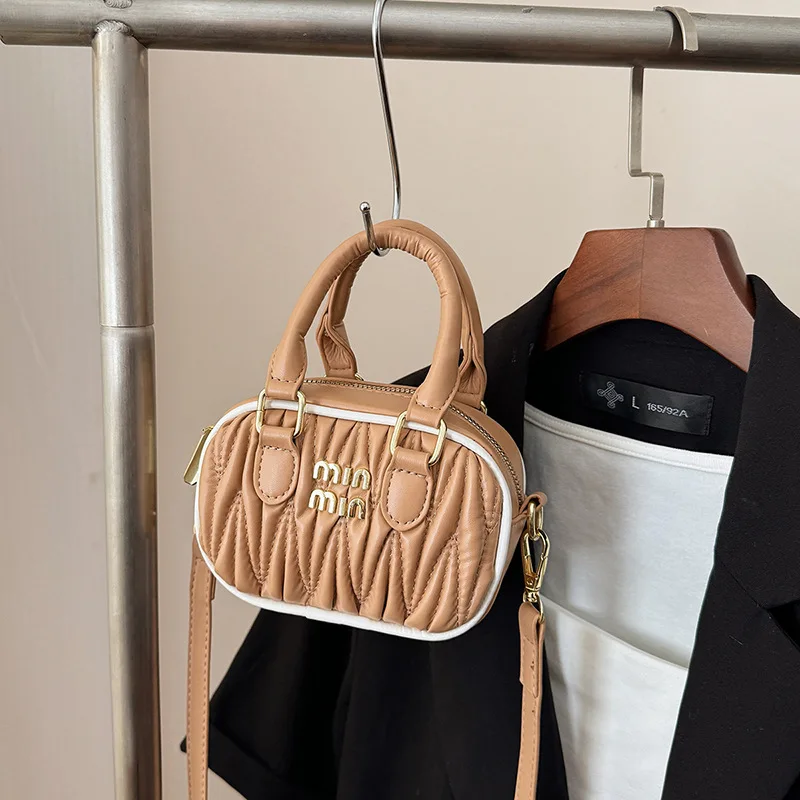 

2025 New Ruched Shoulder Bag, Soft Textured Top Handle Crossbody Purse for Women, Pleated Multi-Way Day to Night Tote