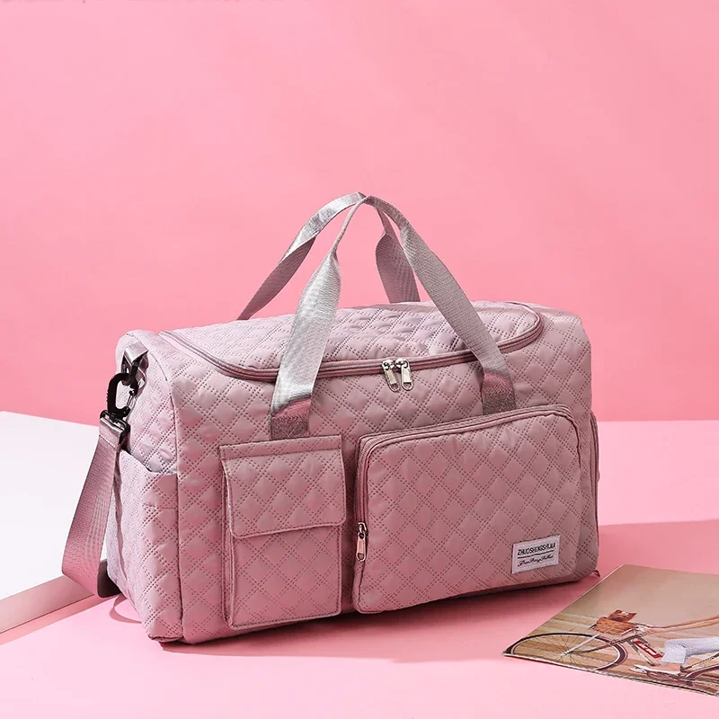 Bolsa de viagem leve e dobrável para mulheres, grande capacidade, curta aptidão ou natação viagens