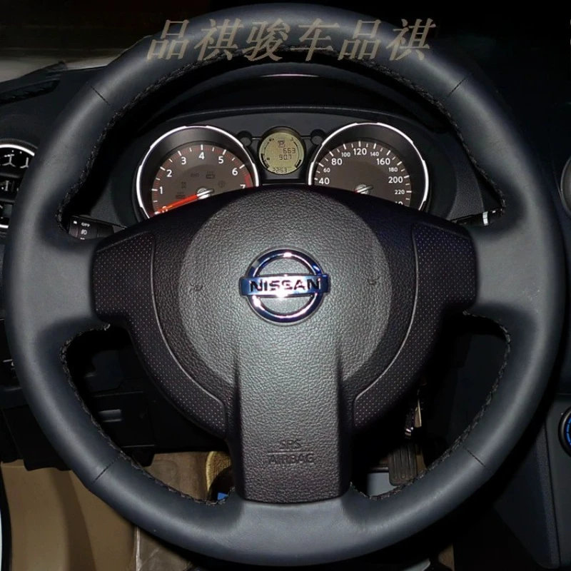 For Nissan QASHQAI X-Trail Nissan NV200 Rogue Hand Stitched non-slip Black leather Car Steering Wheel Cover