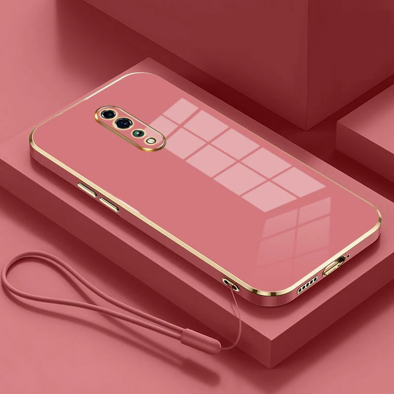 For Oppo Reno Z Case Luxury Square Plating PCDM10, CPH1979 Phone Case ShockProof Silicone Back Cover Fundas