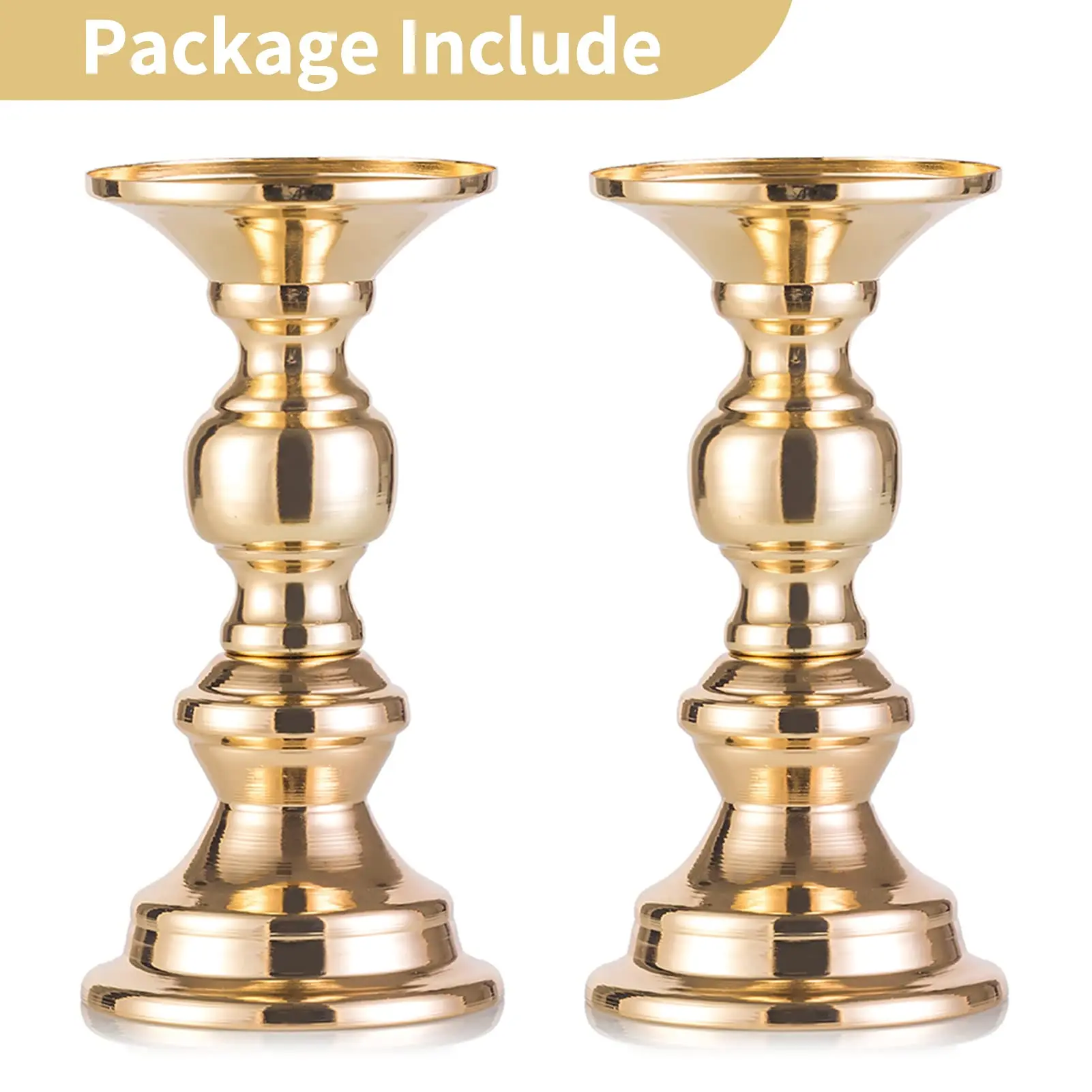2 Pcs Pillar Candle Holders, Wedding Centerpieces Metal Candle Holder Candles Stand Decoration Ideal for Weddings Special Events