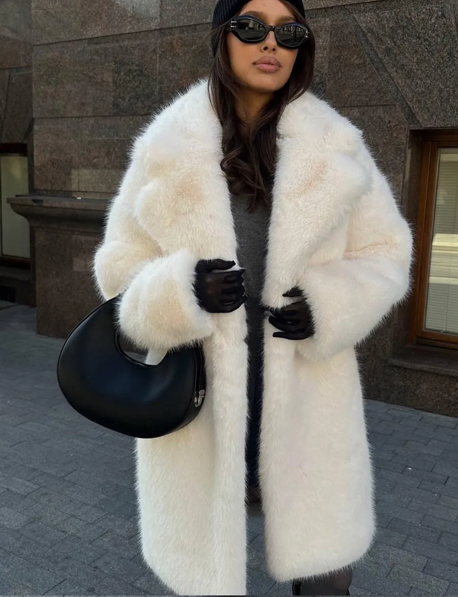 Płaszcze ze sztucznego futra damskie pluszowe regularne do biura dla mamy styl uliczny haft prążkowane ciepłe modne modne zapinane na zatrzaski dopasowane