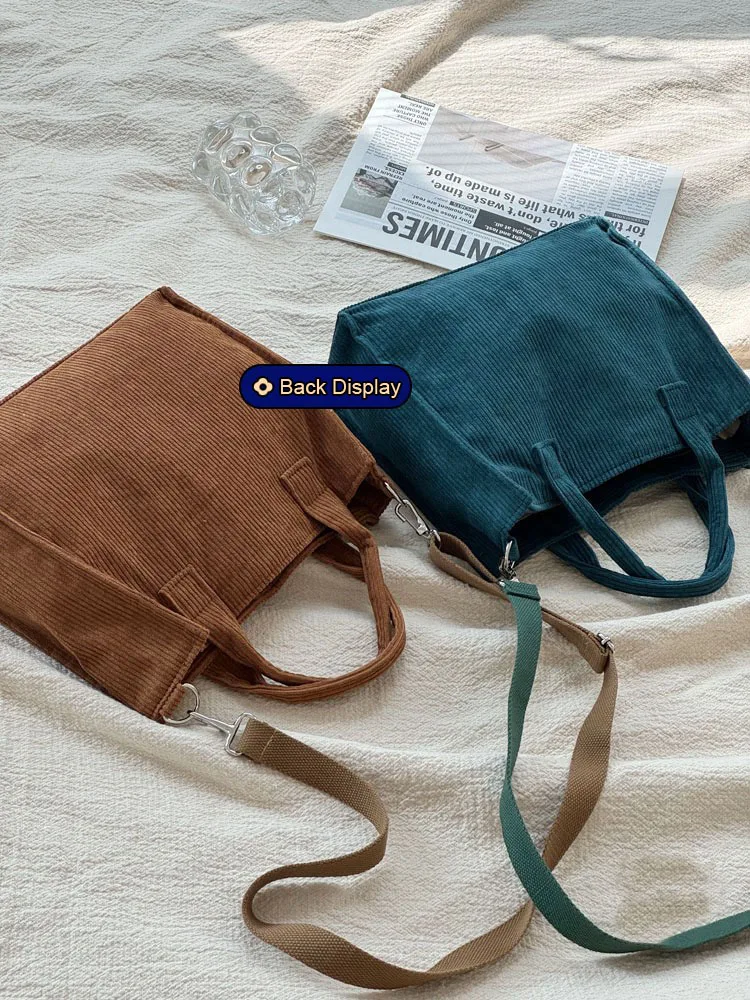 حقيبة كتف Hylhexyr-Corduroy للنساء ، حقائب بسيطة متقاطعة مع الجسم ، حقيبة يد مربعة أحادية اللون بسحاب ، جديدة ، الخريف والشتاء ،