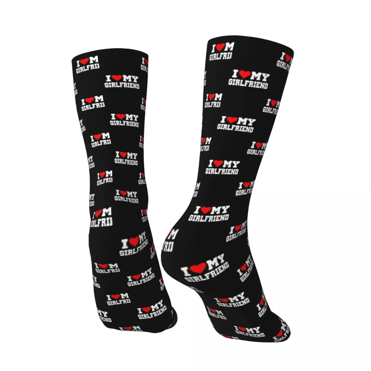 Adults Men Socks I Love My Girlfriend Stockings Autumn Modern Soft Breathable Socks Graphic Climbing Non Slip Socks