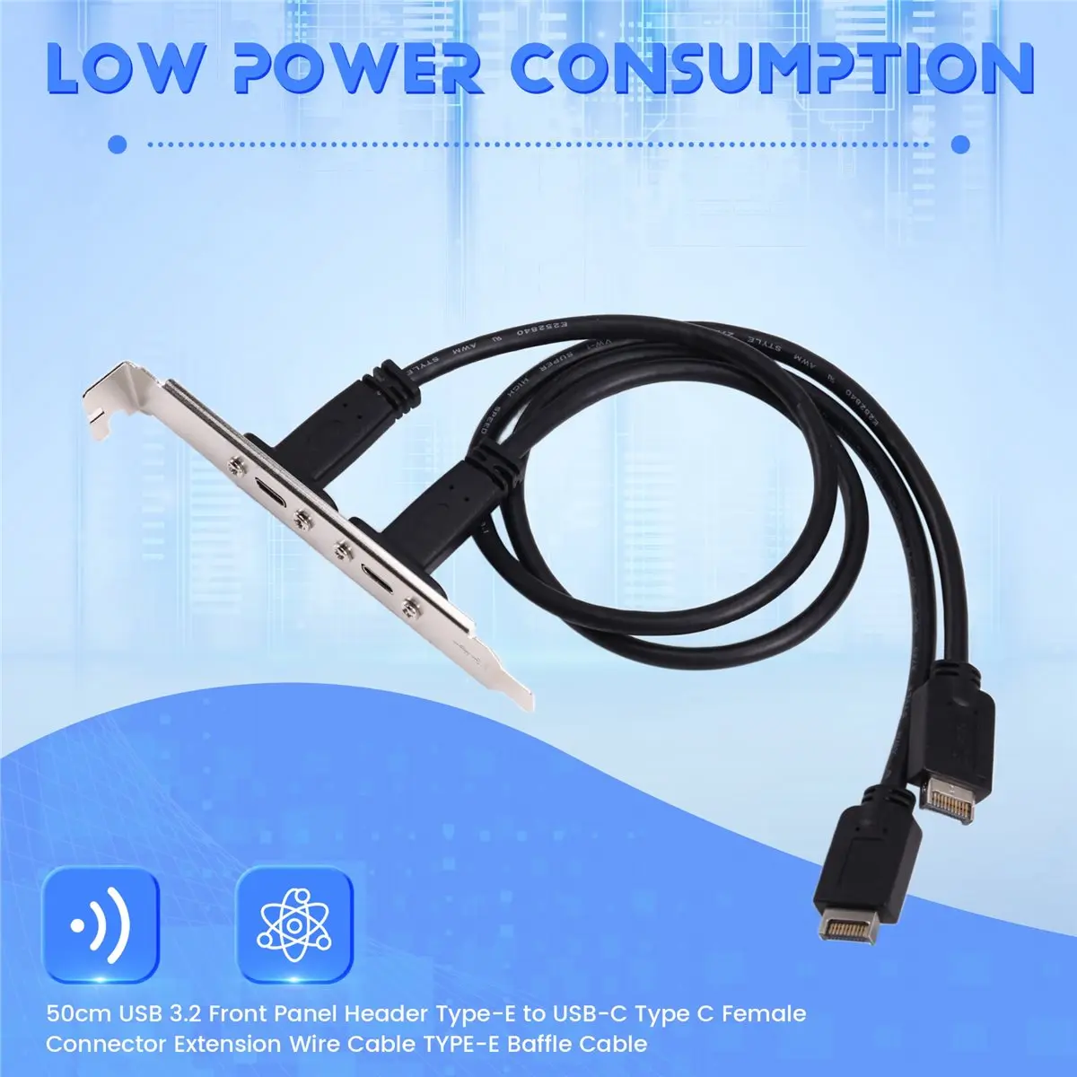 [VALUE PACK]50cm USB 3.2 Front Panel Header Type-E to USB-C Type C Female Connector Extension Wire Cable TYPE-E Baffle Cable