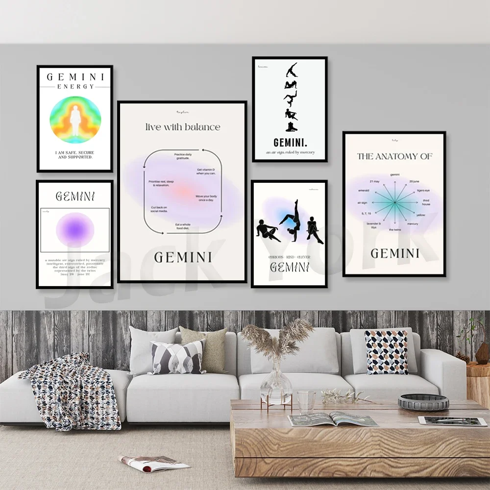 

Gemini Art Poster Gemini Gift Zodiac Wall Decor Astrology Wall Art Star Sign Poster Trending y2k Wall Art Aura Gradient Design