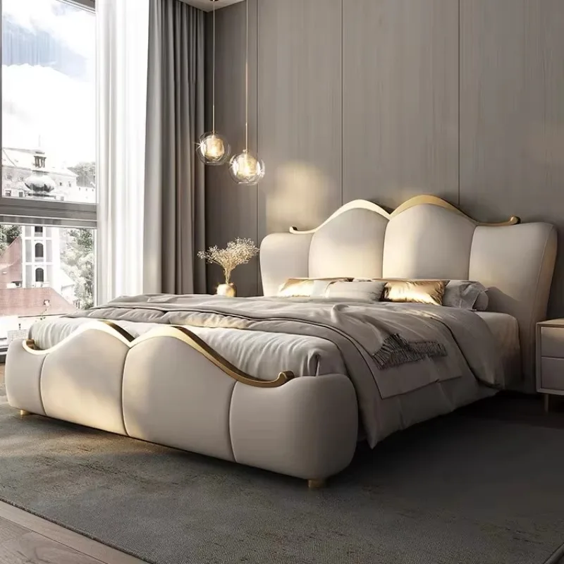 

Luxury Queen Size Bed Frame Royal Nordic Wood King Double Bed Frame Modern Sleeping Letti Matrimoniali Bedroom Furniture