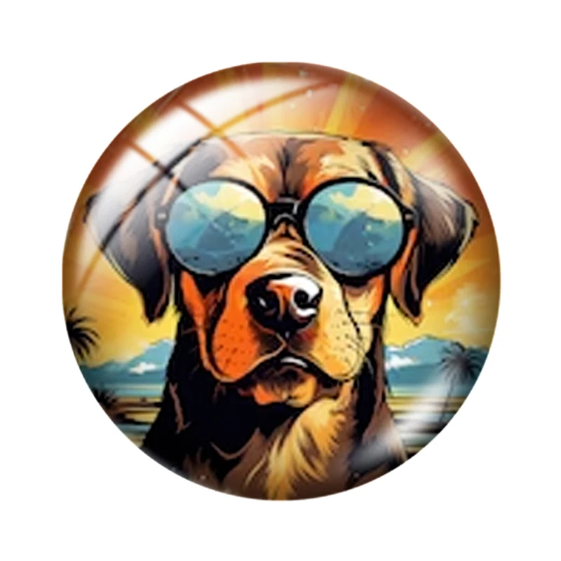 Occhiali da sole per cani Clipart 10 pezzi 12mm/16mm/18mm/25mm Round Photo Glass Cabochon Demo Flat Back Making risultati