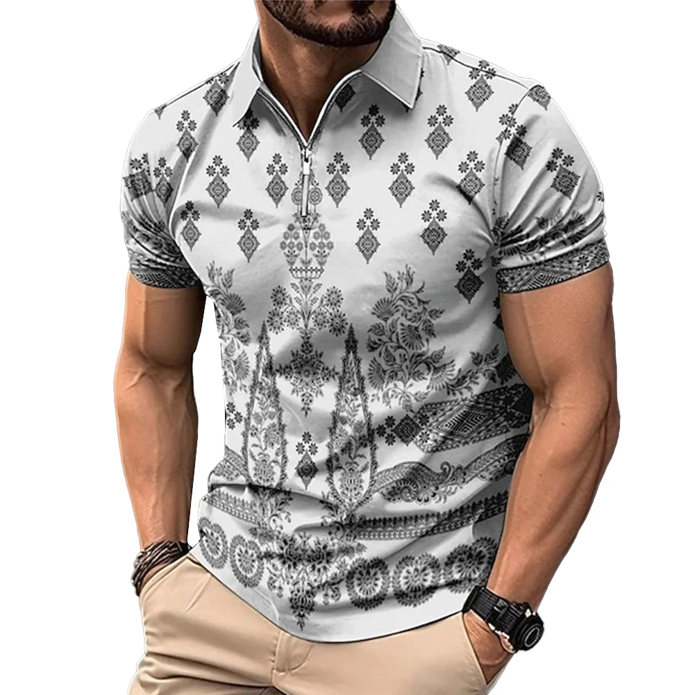 Shirt Tops Daily Blouse Business Casual Mens Muscle Office Polyester Print Regular Short Sleeve Universal Fashion