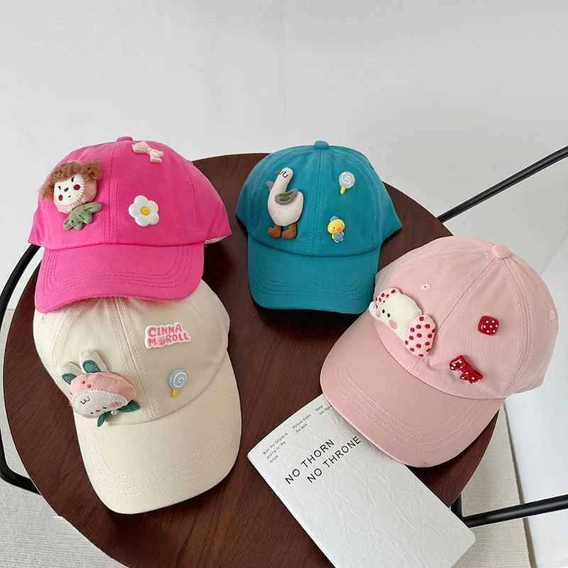 الربيع/الخريف نمط الاطفال الكرتون قبعة بيسبول للفتيات ثلاثية الأبعاد شخصية منقار البط قبعة للأطفال قبعة الحماية من الشمس لجميع الفصول #3