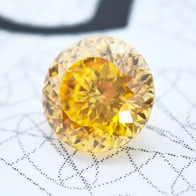 

L-Муассанит Камень Золотисто-желтый Цвет 100-граненая огранка DIY Кольцо Ожерелье Серьги Основные материалы Подвески Сертификат драгоценных камней