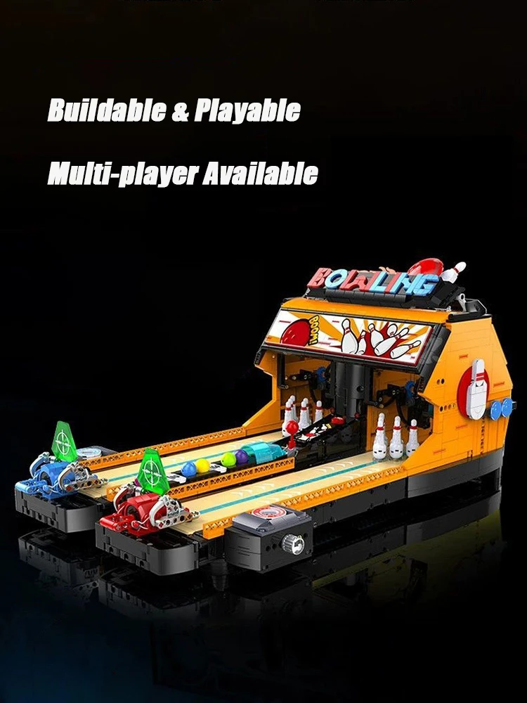 Electric bowling game building block set arcade toys, office stress relief, home games, fun Christmas gifts