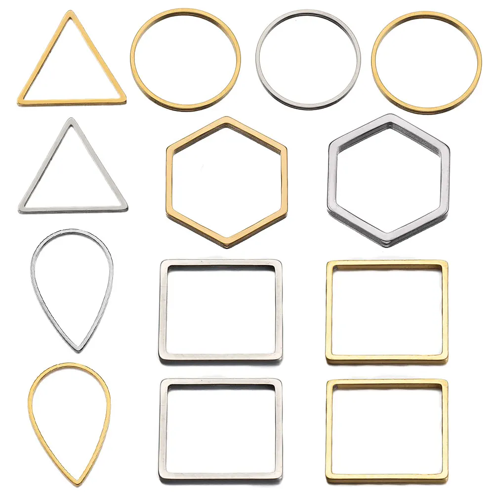 

20pcs Stainless Steel Frames Charms Round Drop Hexagon Blank Bezel for Resin Jewelry Making Earrings Pendants DIY Findings