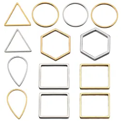 20pcs Stainless Steel Frames Charms Round Drop Hexagon Blank Bezel for Resin Jewelry Making Earrings Pendants DIY Findings