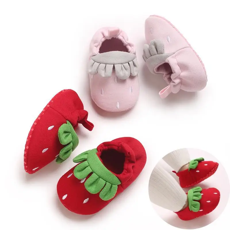 

Spring and Autumn Baby Girl Baby Shoes Cute Strawberry Casual Sports Shoes Elastic Mouth Comfortable Baby Walking Shoes
