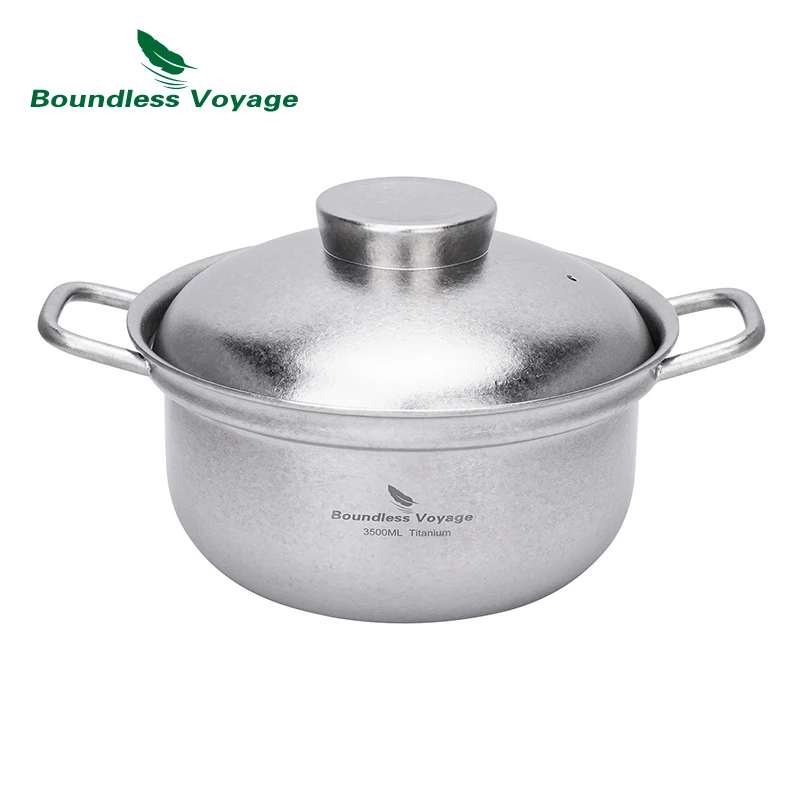 

Титановая походная кастрюля Boundless Voyage 3.5 л с вентилируемой крышкой, утолщенными стенками и кристаллизованным покрытием для домашней кухни и использования в караванах Ti2116C