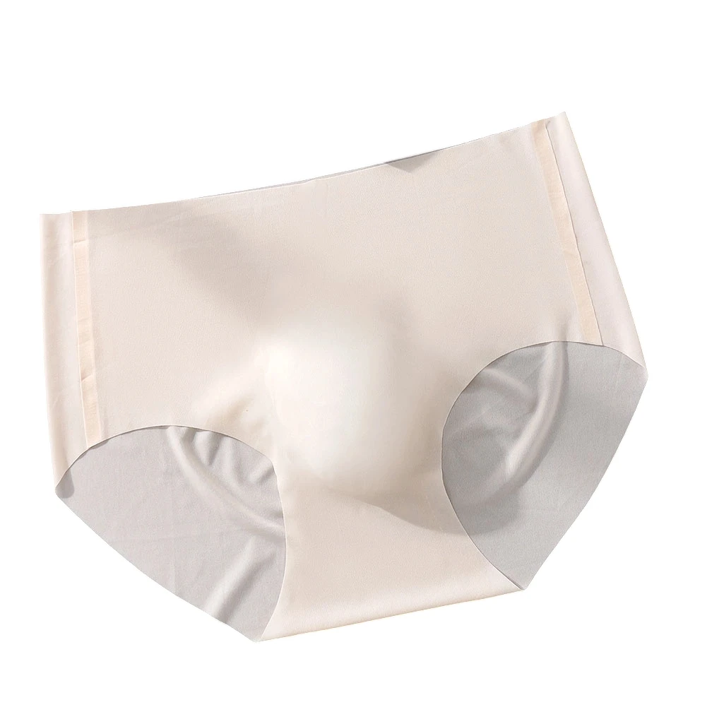 

Men's Thin Seamless Sexy Lingerie Ice Silk Briefs Elastic Underwear For Man 3D Bulge Pouch Solid Underpants Soft Unisex Panties