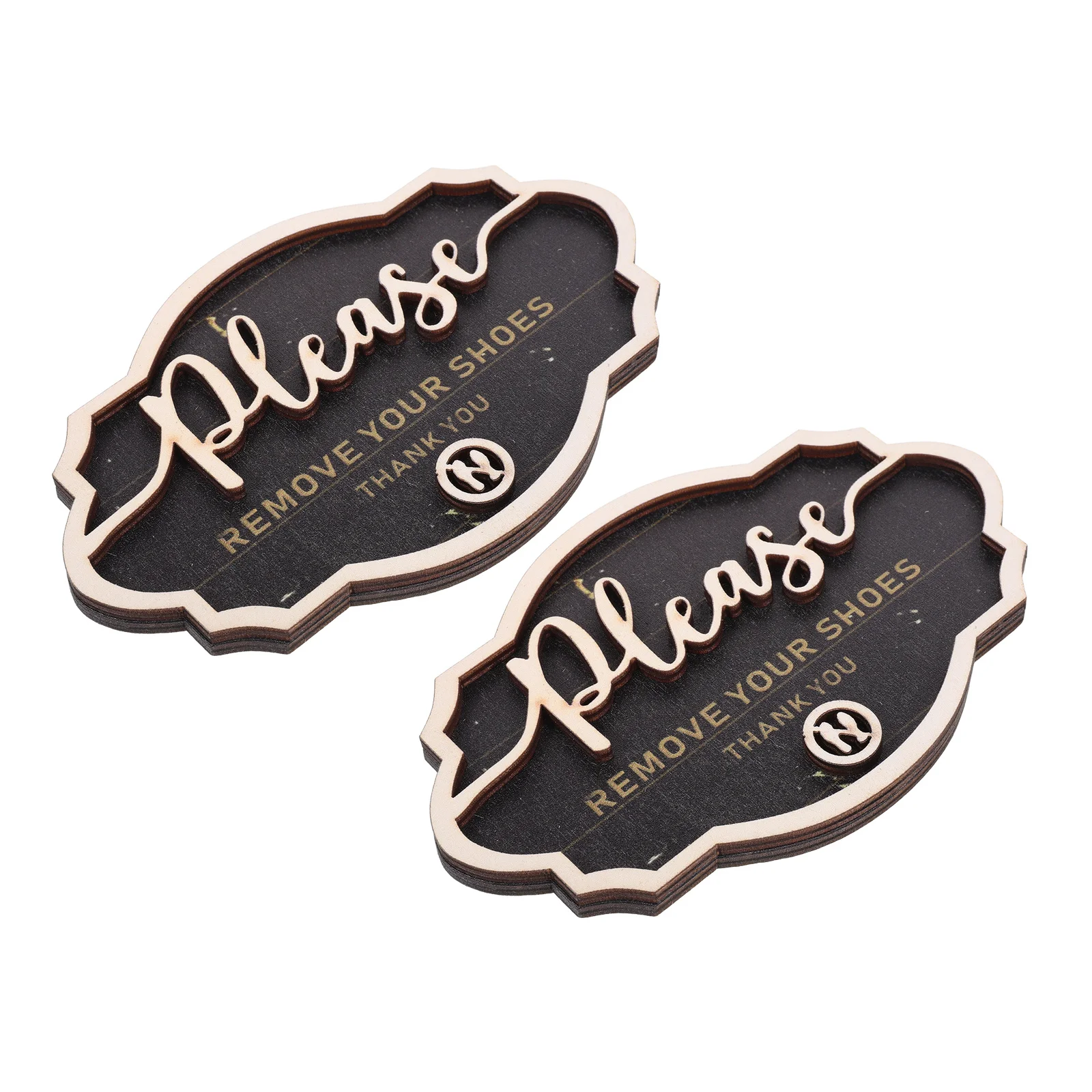 

2pcs Shoes Off Sign Rustic Wooden Please Remove Your Shoes Plaque Home Entryway Decor For Front Door - Wood Wall