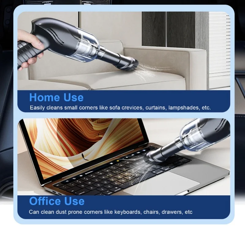 120W High Power Car Vacuum Cleaner 9000Pa Strong Suction Rechargeable Cordless Wet Dry Handheld For Home Window Keyboard