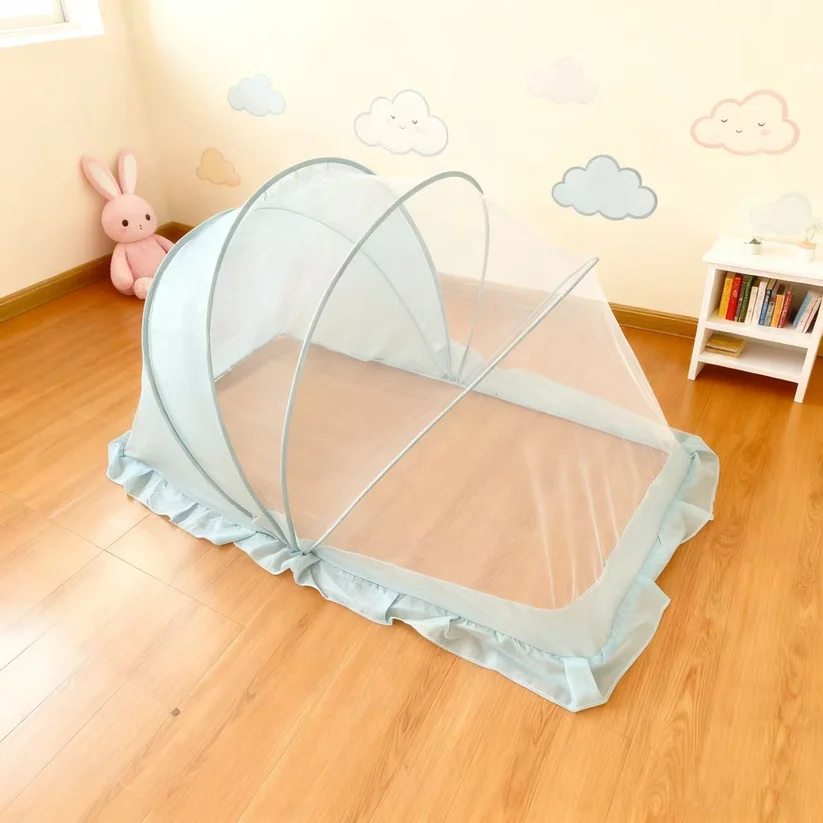 Baby Bed Infant Mosquito Nets Foldable With Cotton Pillows Portable Folding Baby Bedding Crib Netting