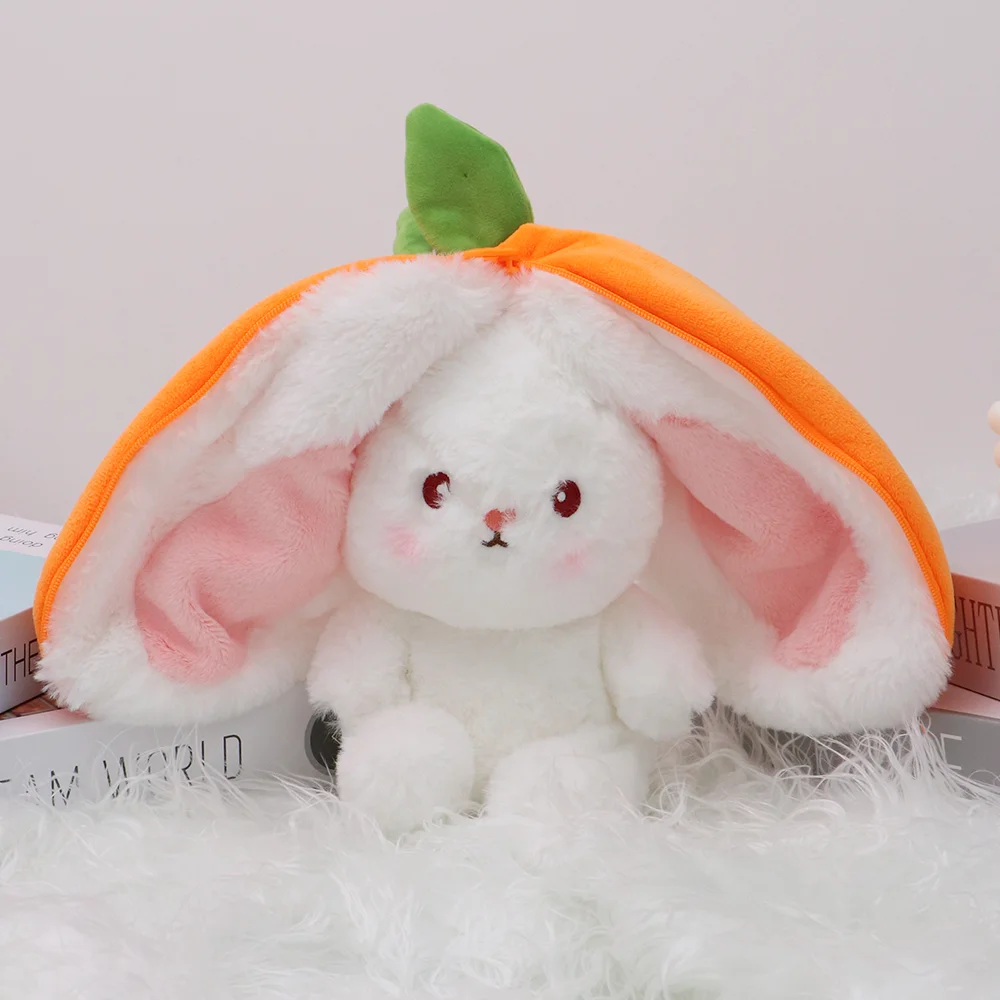 7.2" Stuffed Bunny Animal Toy Pillow Transform Strawberry Rabbit Little Rabbit Doll Puppet Carrot Rabbit Plush Birthday Gift