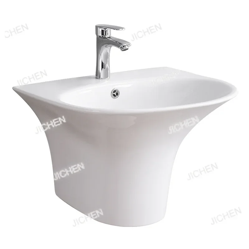 อ่างล้างหน้าแบบแขวนผนัง HG สำหรับอพาร์ทเมนต์ขนาดเล็ก ดีไซน์เรียบง่าย ผลิตจากเซรามิกแบบครบชุด