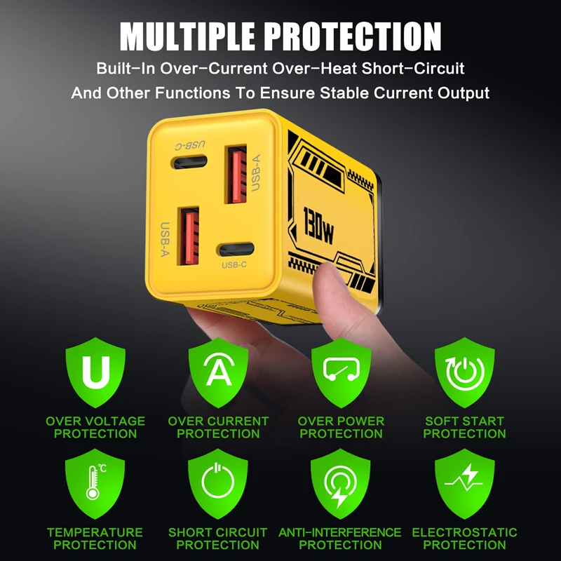 Lenovo 2USB 2Type-C Multi-Port-Ladegerät mit Mech-Muster 5V 2A 12W Geeignet für Apple- und Android-Handys UK EU US Ladegerät – Detail 4