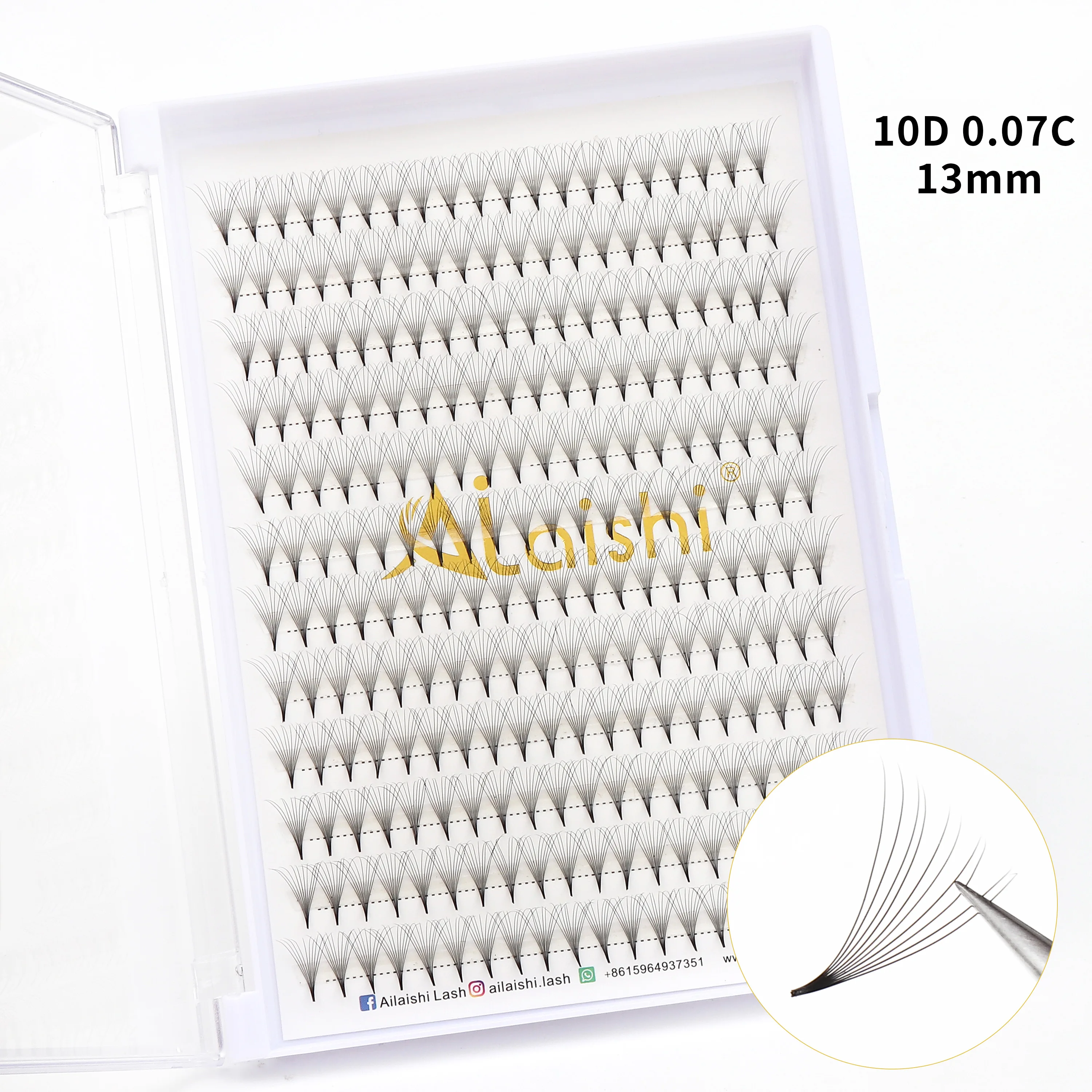 240pcs 10D Premade Fans Eyelash Extensions - Dramatic Volume Lash Extensions, C/D Curl, 0.07mm Thickness, 8-15mm Length Eyelash