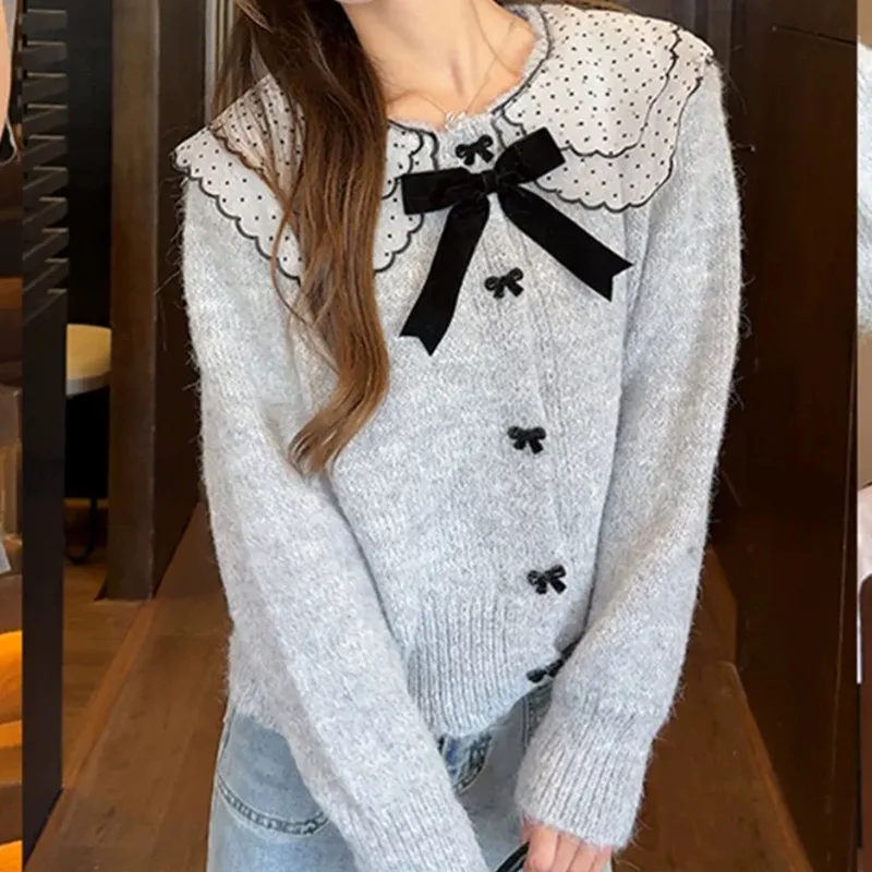 

Loose Knit Cardigan Jacket for Women in Autumn and Winter 2025 New Lazy Soft and Sticky Doll Neck Top