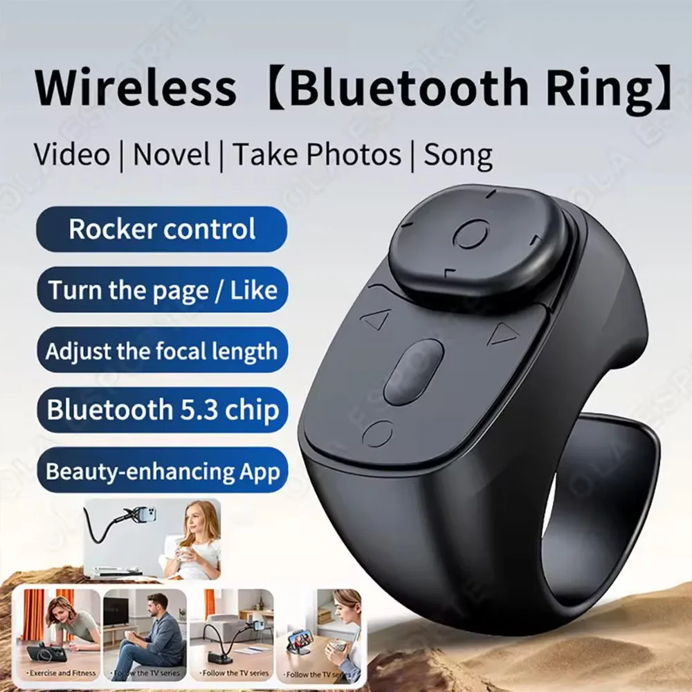 New Remote Control Bluetooth Page Turning Ring Remote control Camera Multifunction Ring Compatible with Pad IOS Android Phones