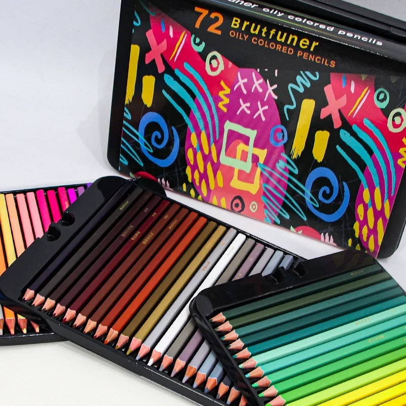 Brutfuner 72/120/180 Color Professional Oil Color Pencils Tin Box Set Wood Sketching Colored Pencil For School Art Supplies