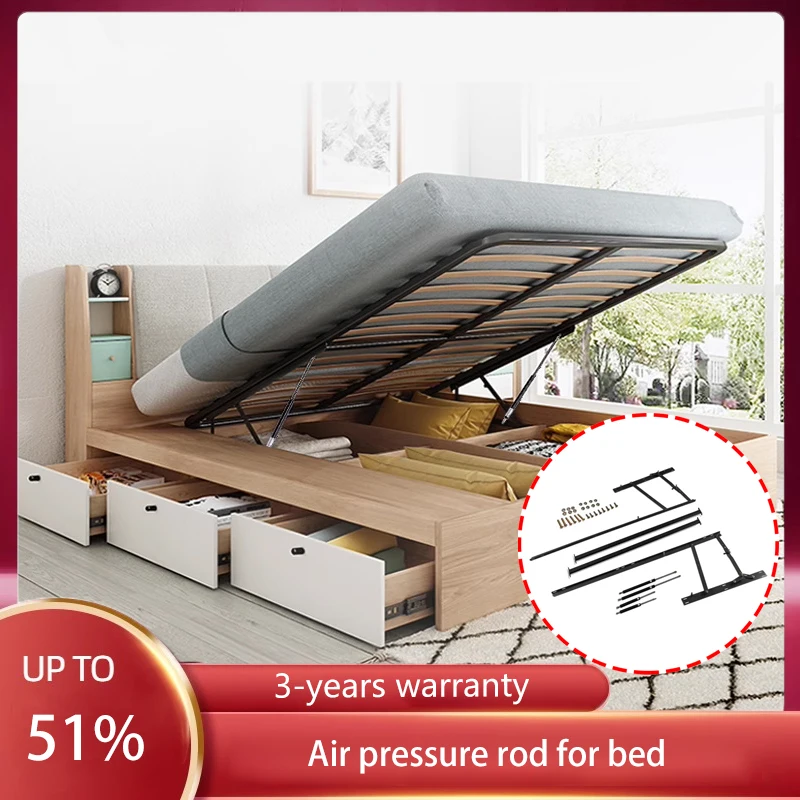 

New Bed Hydraulic Lift Rod Pneumatic Support Furniture Hinge Double Opening Bedroom Small Apartment Bed Hardware