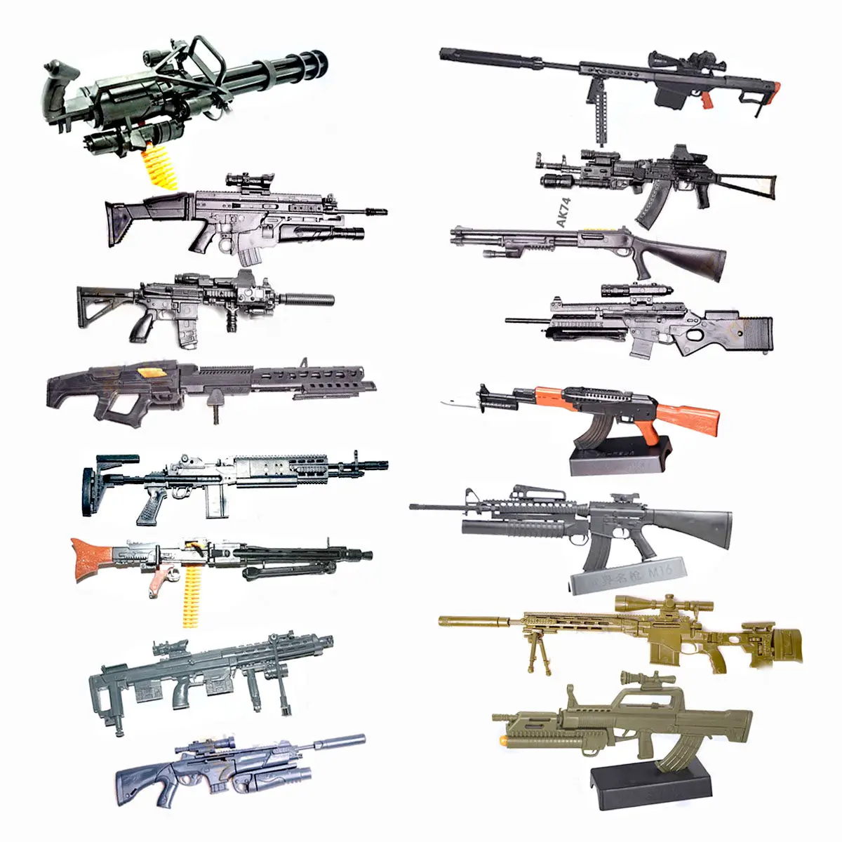 1:6 4D Gun Model 1st Generation Plastic Assemble Firearms MG42 Machine Gun M4 AK47 Rifle Barret Submachine Gun Classic Model Kit