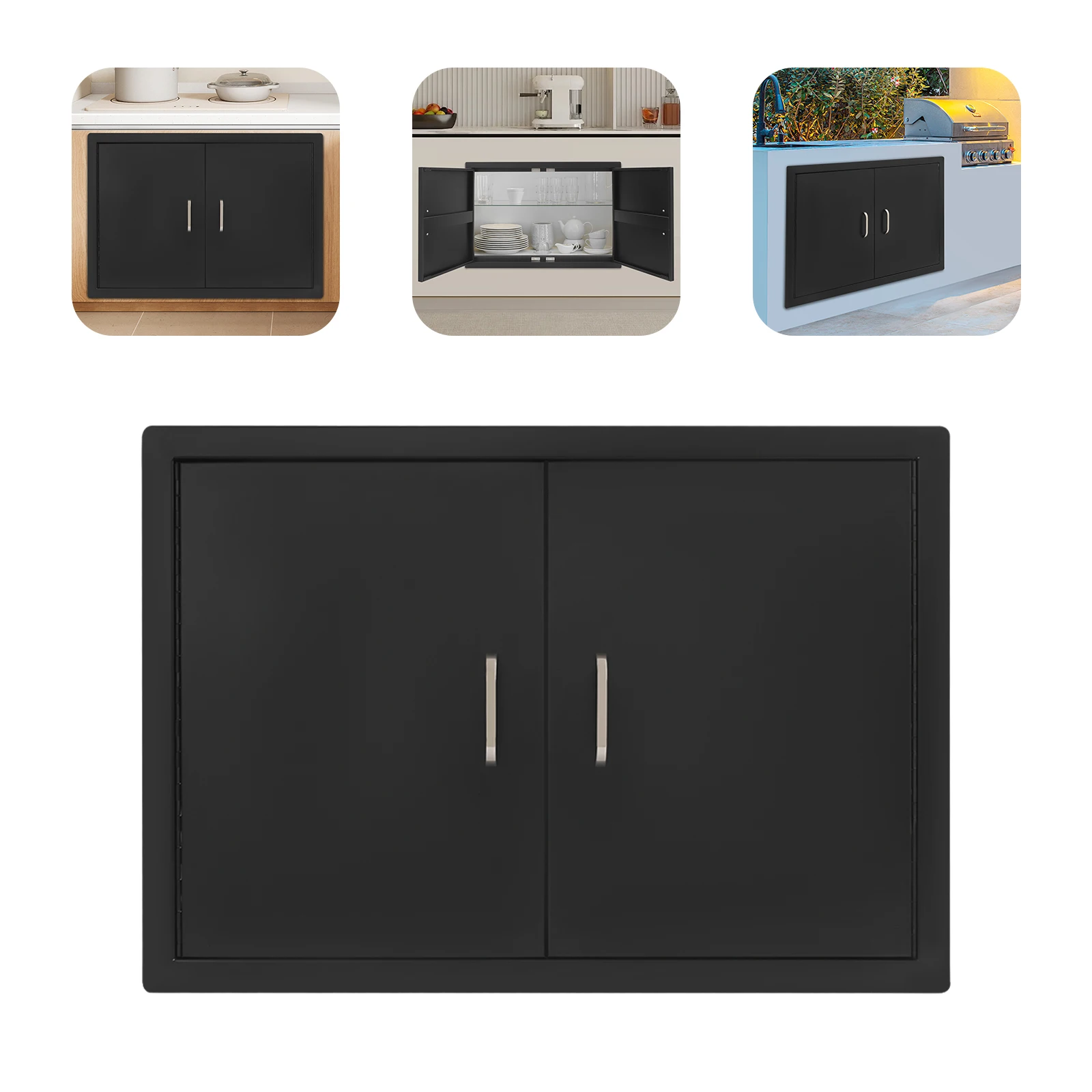 29.92*20.87in أسود شواء باب الوصول الكربون الصلب مزدوج باب المطبخ في الهواء الطلق للمطابخ في الهواء الطلق جزر الشواء #1