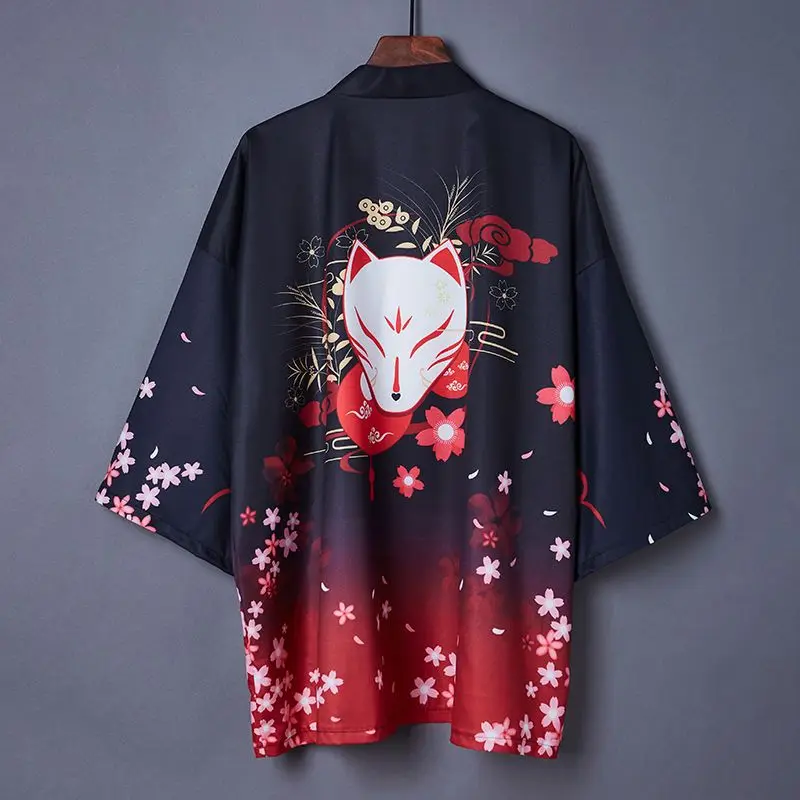 Kimono Man Japońskie Ubrania Yukata Męski Kostium Samuraja Haori Obi Plaża Męski Kimono Kardigan Japońska Kurtka Streetwear