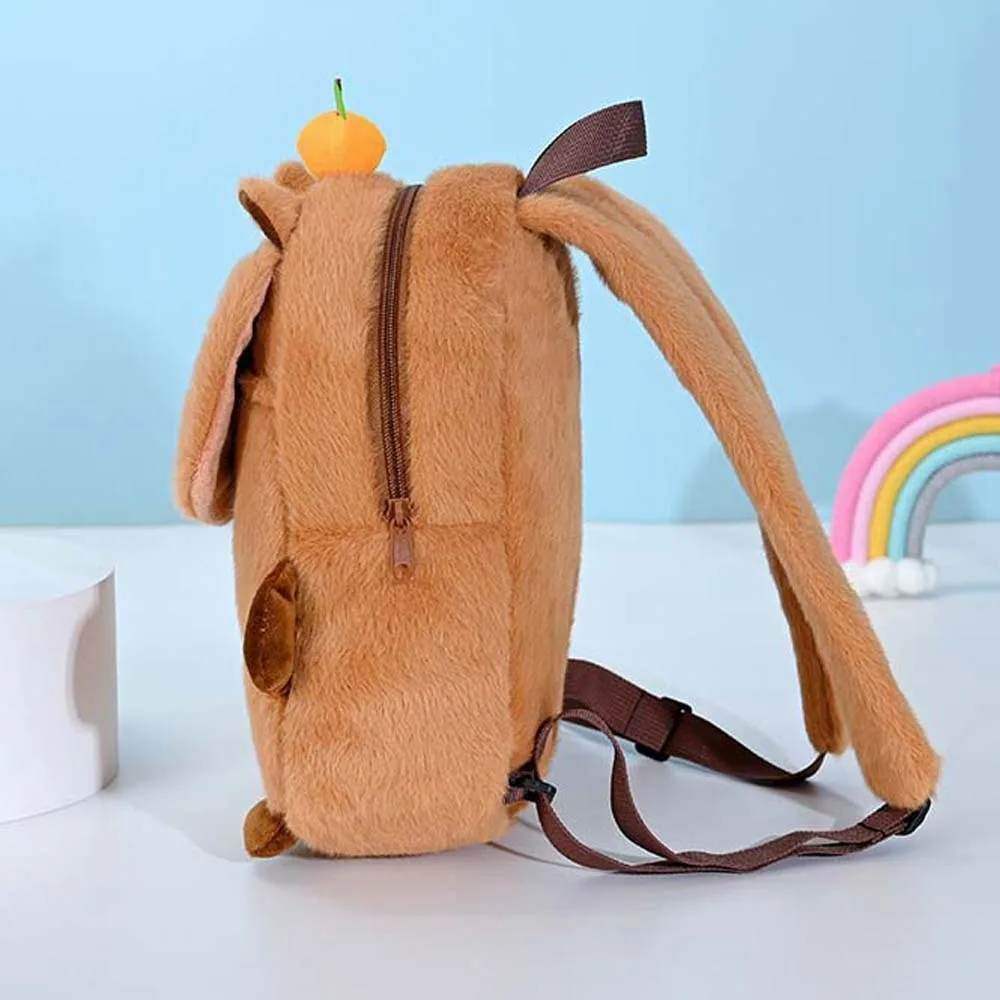 Sac à dos Capybara épais en coton PP brodé d'animaux de dessin animé, sac d'école léger en fourrure de grande capacité pour filles