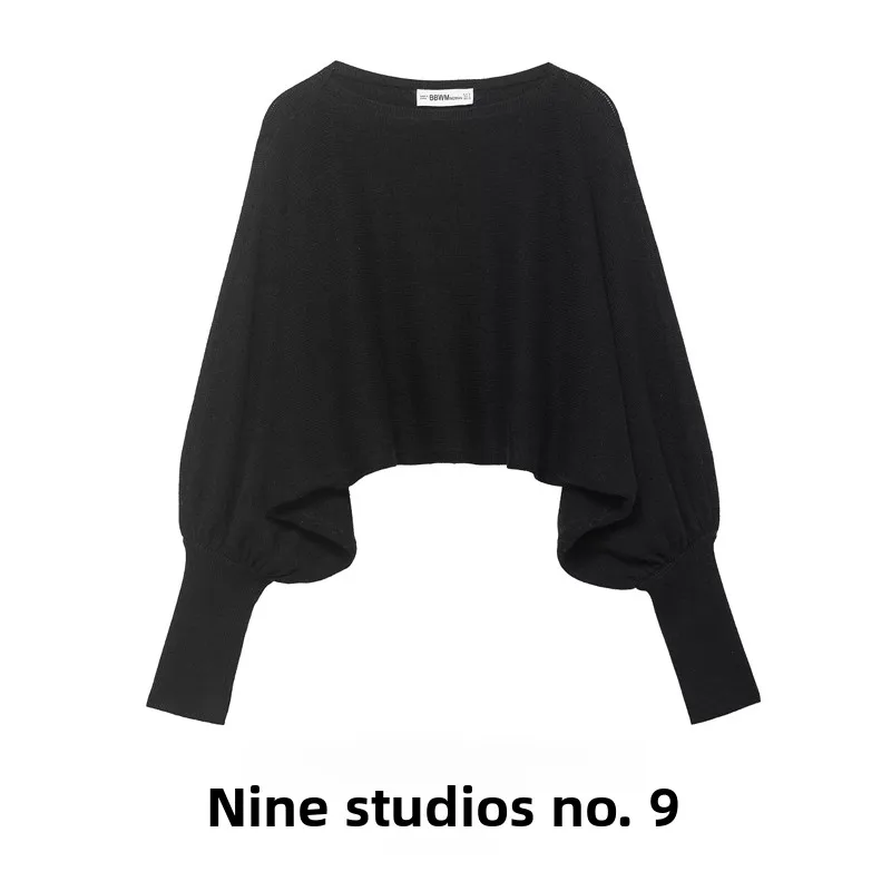 

Повседневный вязаный топ свободного кроя с длинными рукавами для женщин, европейский стиль, из полиэстера