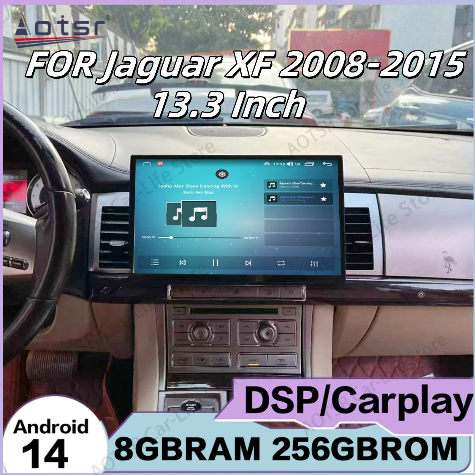 13.3 Inch Android Multimedia For Jaguar XF 2008~201 GPS Navigation Head Unit Car Radio With BT Wifi Wireless Carplay Mirror Link
