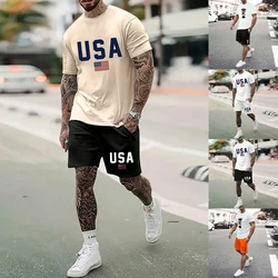 New Men's Suit Summer Casual Breathable Refreshing Suit Printed 3D Letters Oversized Fashion Men's Shirt Short Sleeve XS-6XL