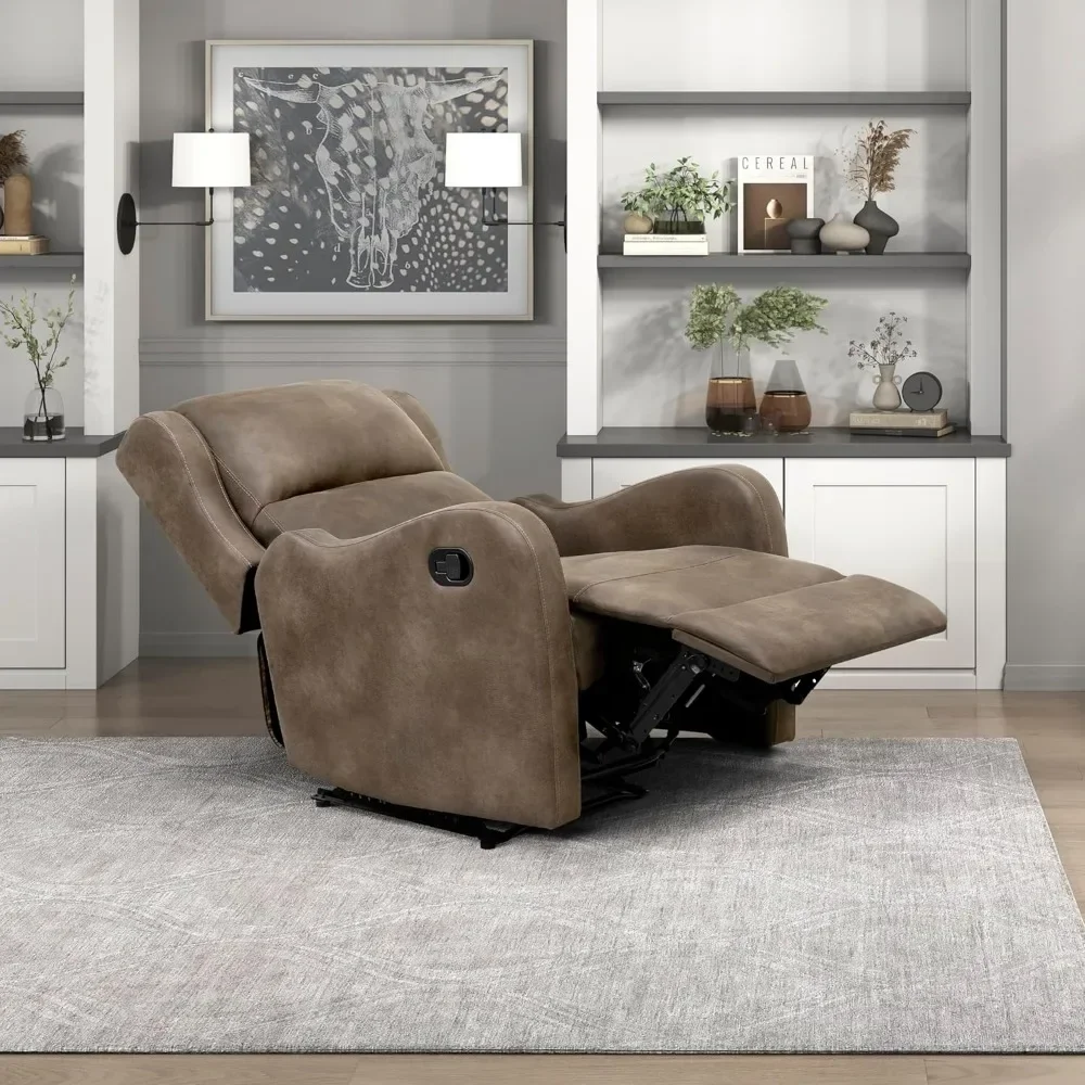 Recliner Chair Living Room Reclining Sofa Chair, Home Theater Seating Modern Recliner, Manual Recliner Sofa Chair, Brown