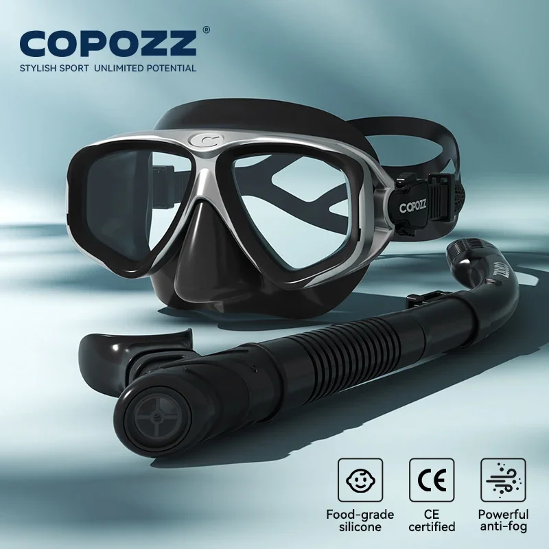 COPOZZ Professional Diving Scuba Mask No Fogging Snorkeling Scuba Dive Glasses Seal Diving Tempered Glass Mask Goggles Men Women