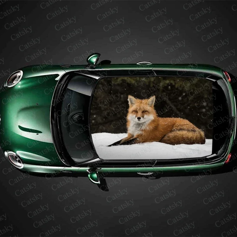 

Winter Fox Car Roof Sticker Auto Decoration Film Car Decal Hood Door Vinyl Sticker Graphic Wrap New Car Decoration Accessories