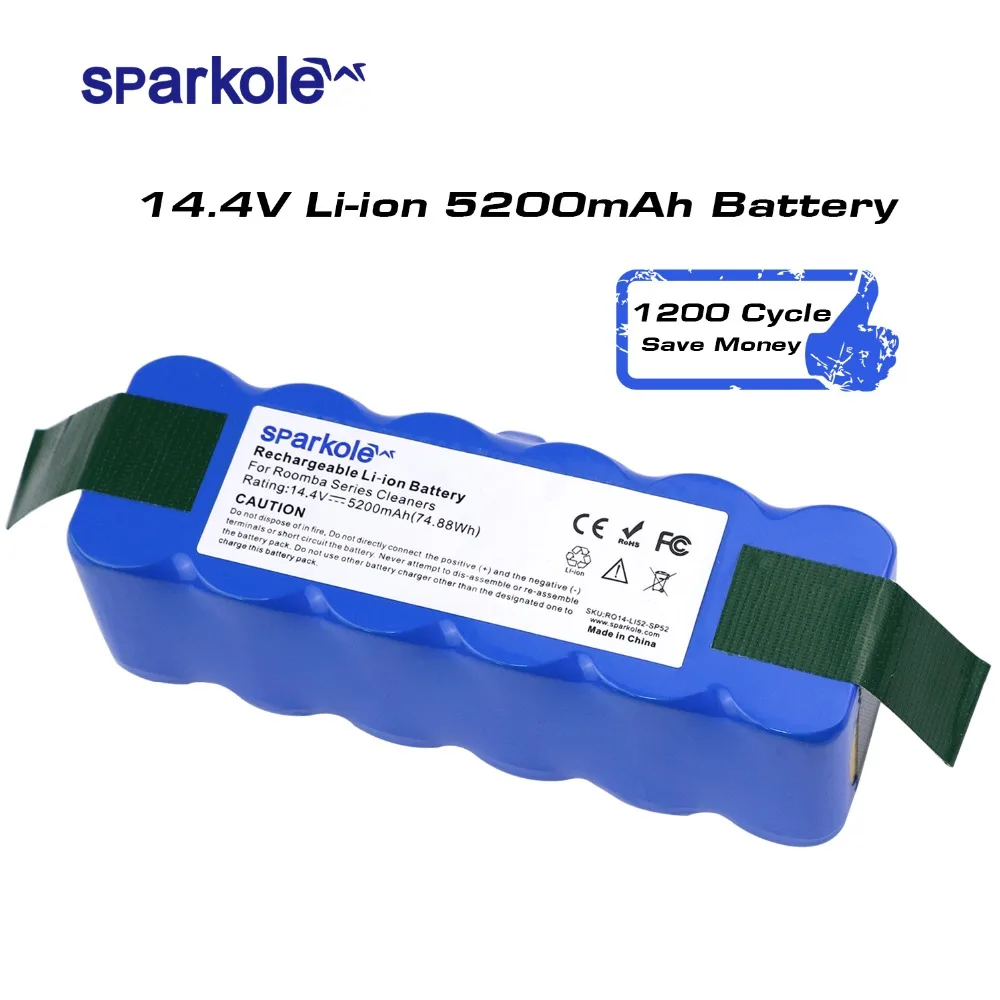 Sparkole 14.4V 5200mAh akumulator litowo-jonowy do iRobot Roomba 500 600 700 800 serii 521 555 620 630 650 760 770 780 870