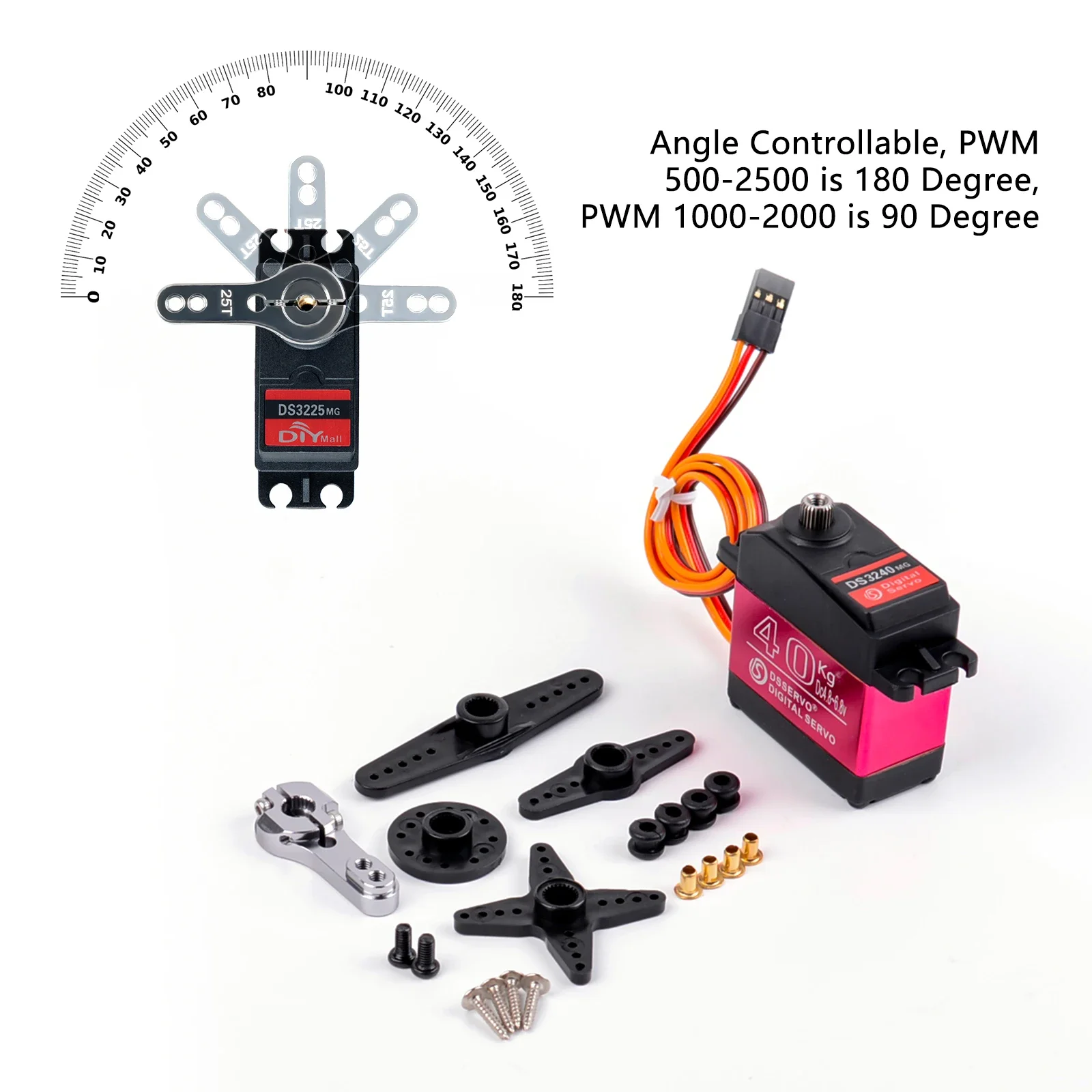 Grande Torque 40KG DS3240 Digital RC Servo 180 ° /270 °   Rotação IP66 25T braço servos função de energia peças DIY brinquedos para carro RC robô