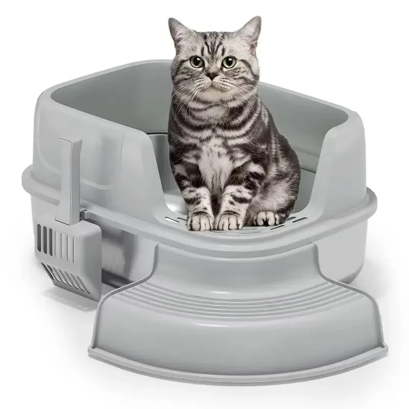 

New Stainless Steel Cat Litter Basin, Open Cat Litter Basin, Splash-proof with Sand Large Shit Basin Toilet