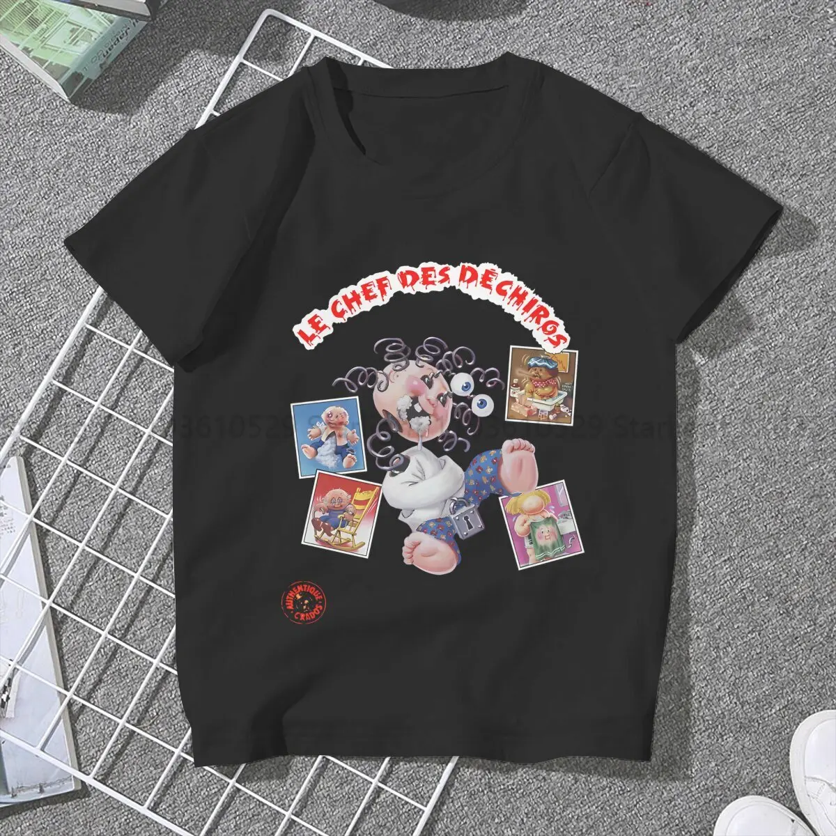 Garbage Pail Kids Girls T Shirt Le Chef Des Déchiros Les Crados French GPK Female Tops Polyester Kawaii Y2k Tees Ladies Tshirt