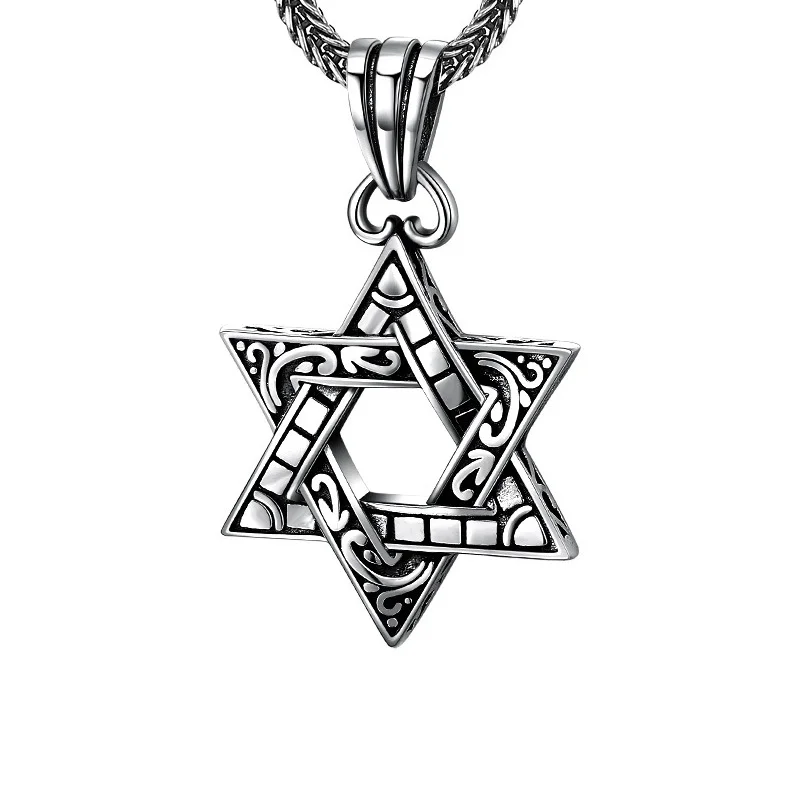 

Real Silver Classical Hexagram Pendent For Men Women S925 Silver polishing Six-pointed Star Necklace Pendant Jewerly